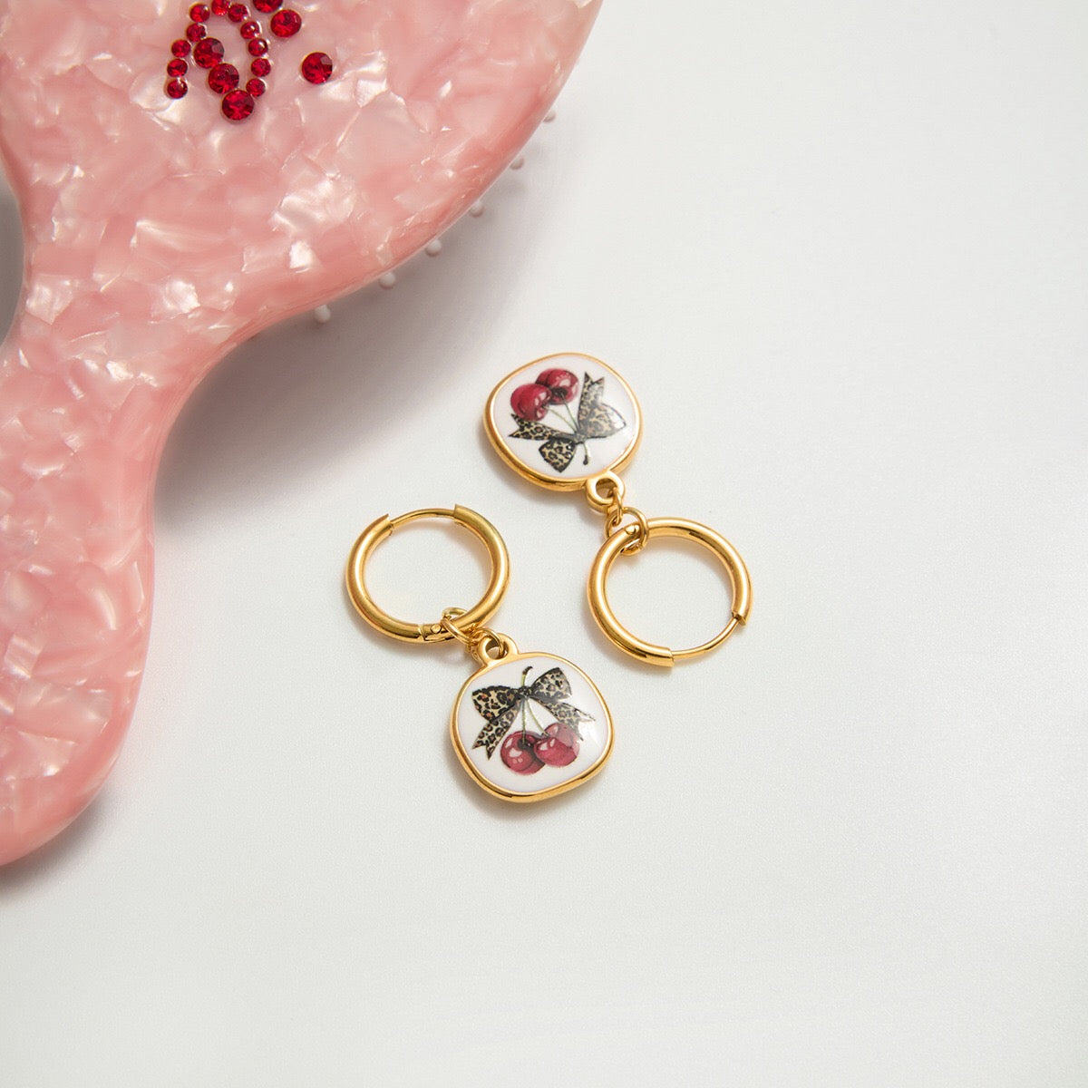 18K Gold Red Cherry Ring