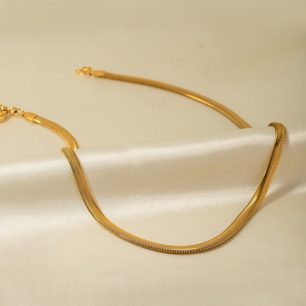 18K Gold Herringbone Snake Chain Charm Necklace Base