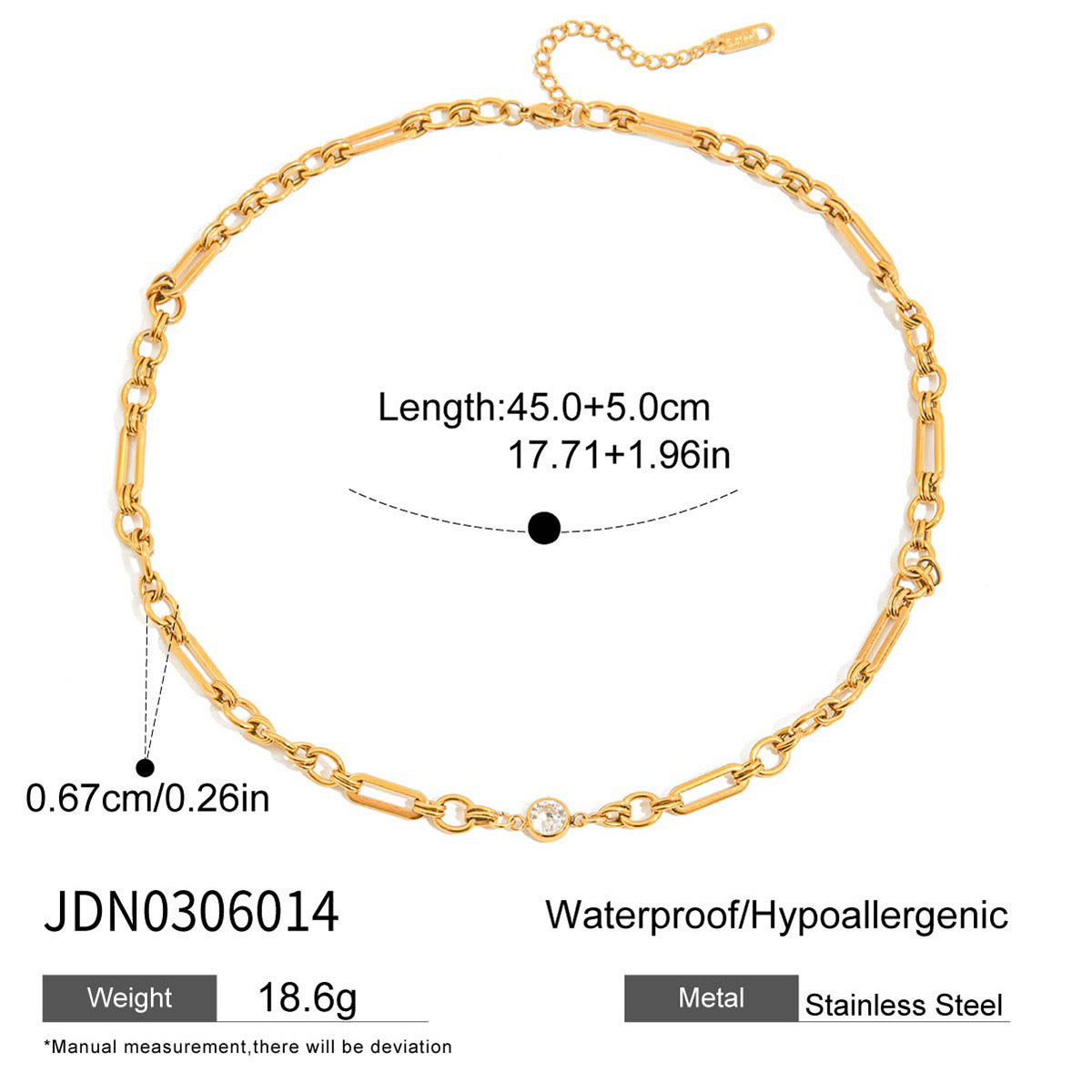 18K Gold One and Only Paperclip Circle Chain Long Necklace