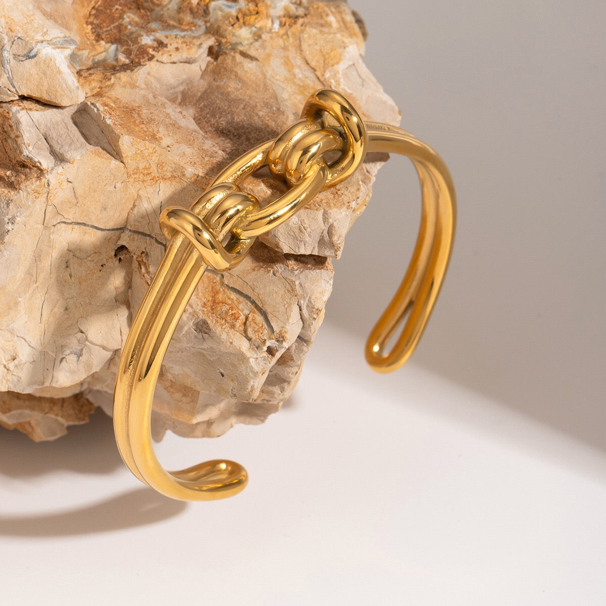 18K Gold Tied Bangle Cuff Bracelet