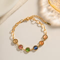 18K Gold Color Cat's Eye Gemstones Chain Bracelet