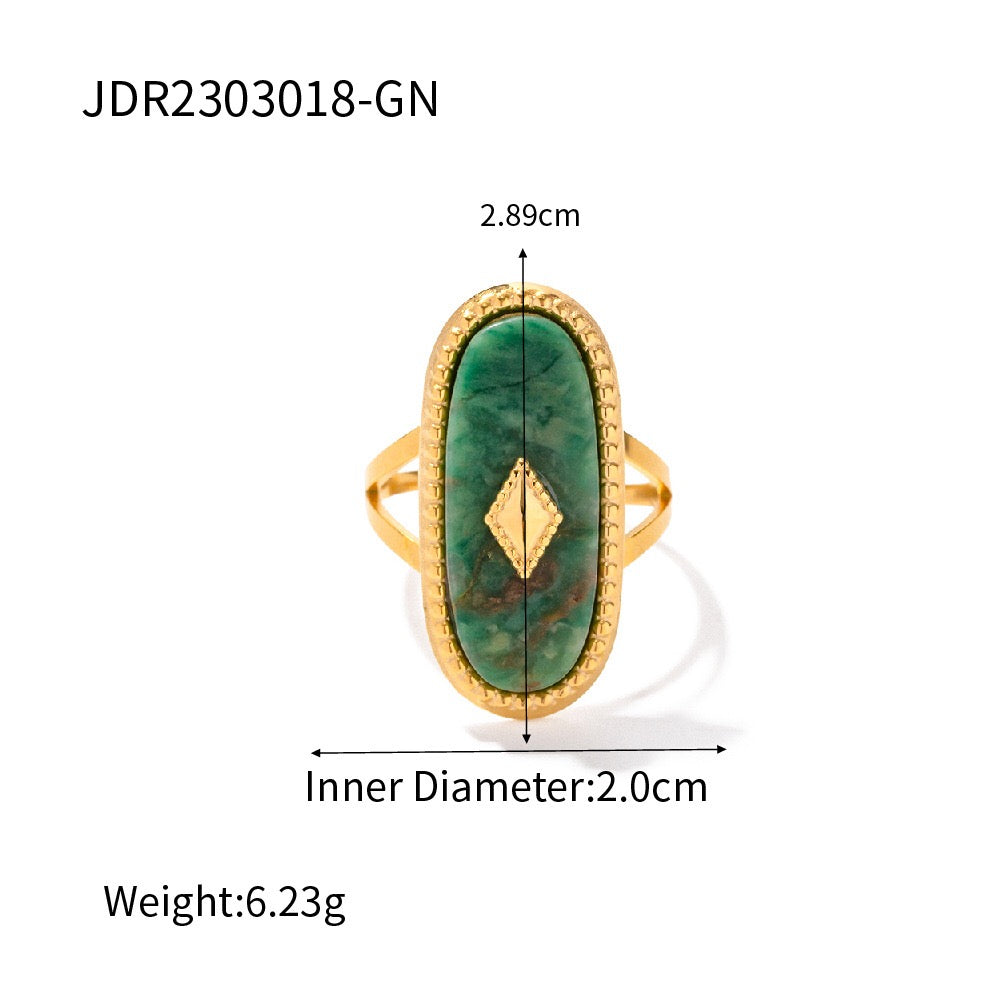 18K Gold Vintage Inspired Gemstone Statement Ring