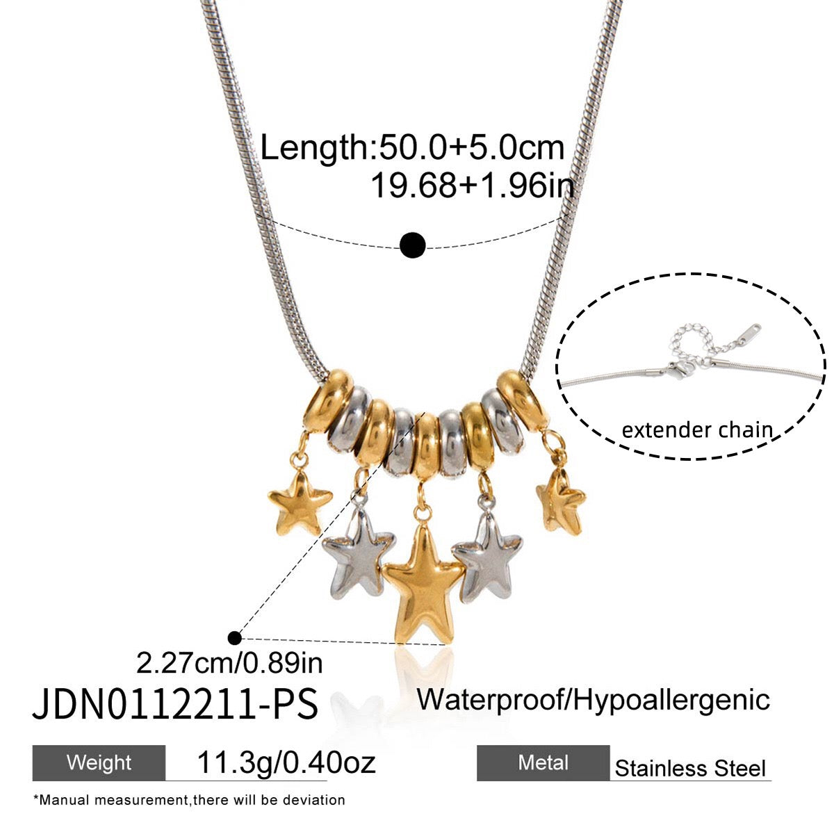 18K Gold and Silver Two Tone Nova Star Charm Long Necklace