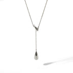 18K Gold Minimalist Raindrop Dainty Lariat Necklace