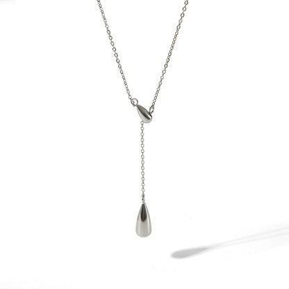 18K Gold Minimalist Raindrop Dainty Lariat Necklace
