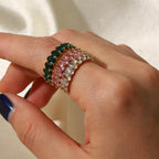 18K Gold Dazzle Bling Tennis Ring