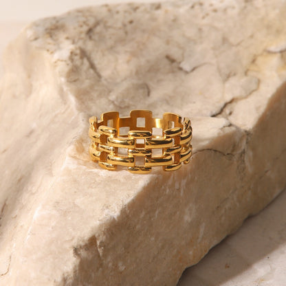 18K Gold Status Watch Band Chain Ring
