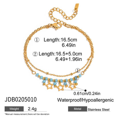 18K Gold Blue Winter Wonderland Moon and Stars Tennis Bracelet Stack