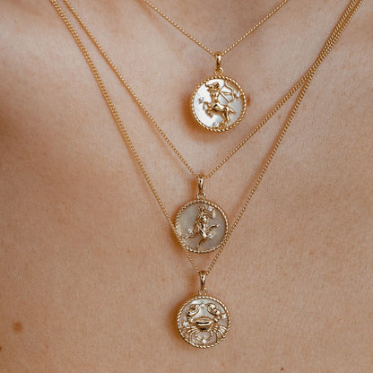 18K Gold Zodiac Astrology Sign Pendant Necklace