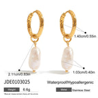18K Gold Moonlit Elegant Pearl Huggie Earrings Ear Cuffs Studs Set