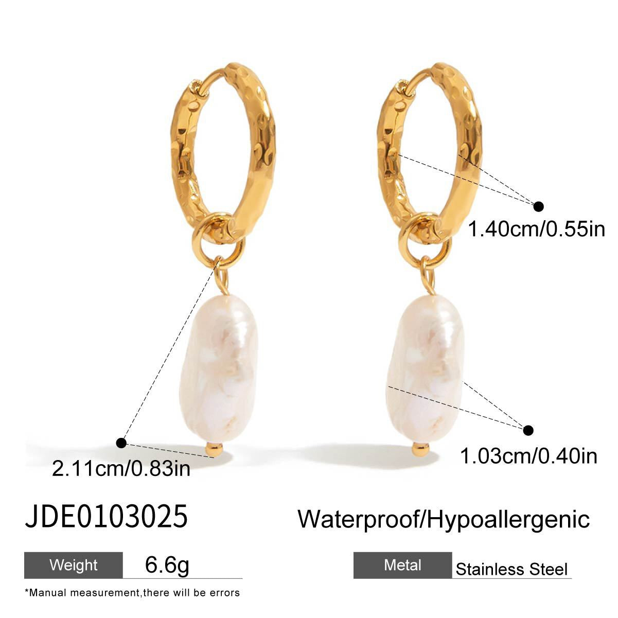 18K Gold Moonlit Elegant Pearl Huggie Earrings Ear Cuffs Studs Set