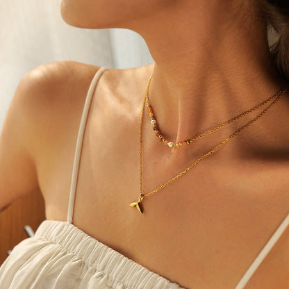 18K Gold Whale Tail Layered Necklace