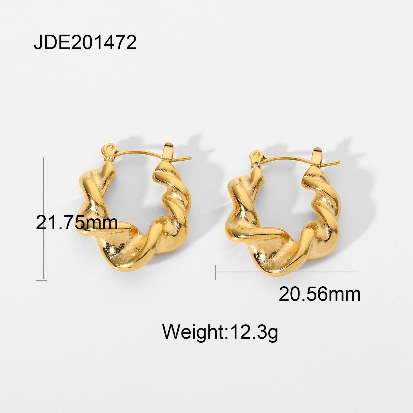 18K Gold Twirl Small Hoop Huggie Earrings