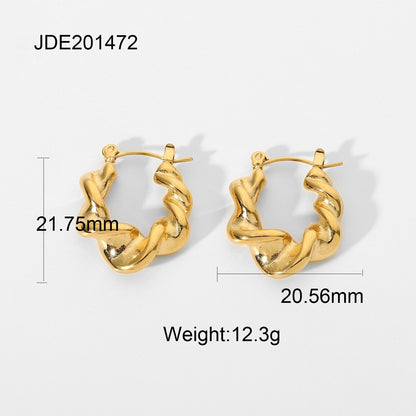 18K Gold Twirl Small Hoop Huggie Earrings