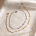 18K Gold and Silver Subtle Spark Paperclip Dainty Tennis Chain Bracelet