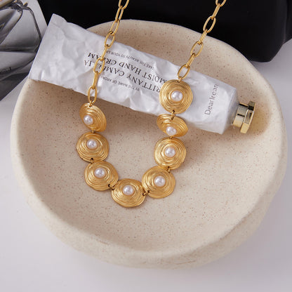 18K Gold Modern Goddess Pearl Chunky Statement Necklace