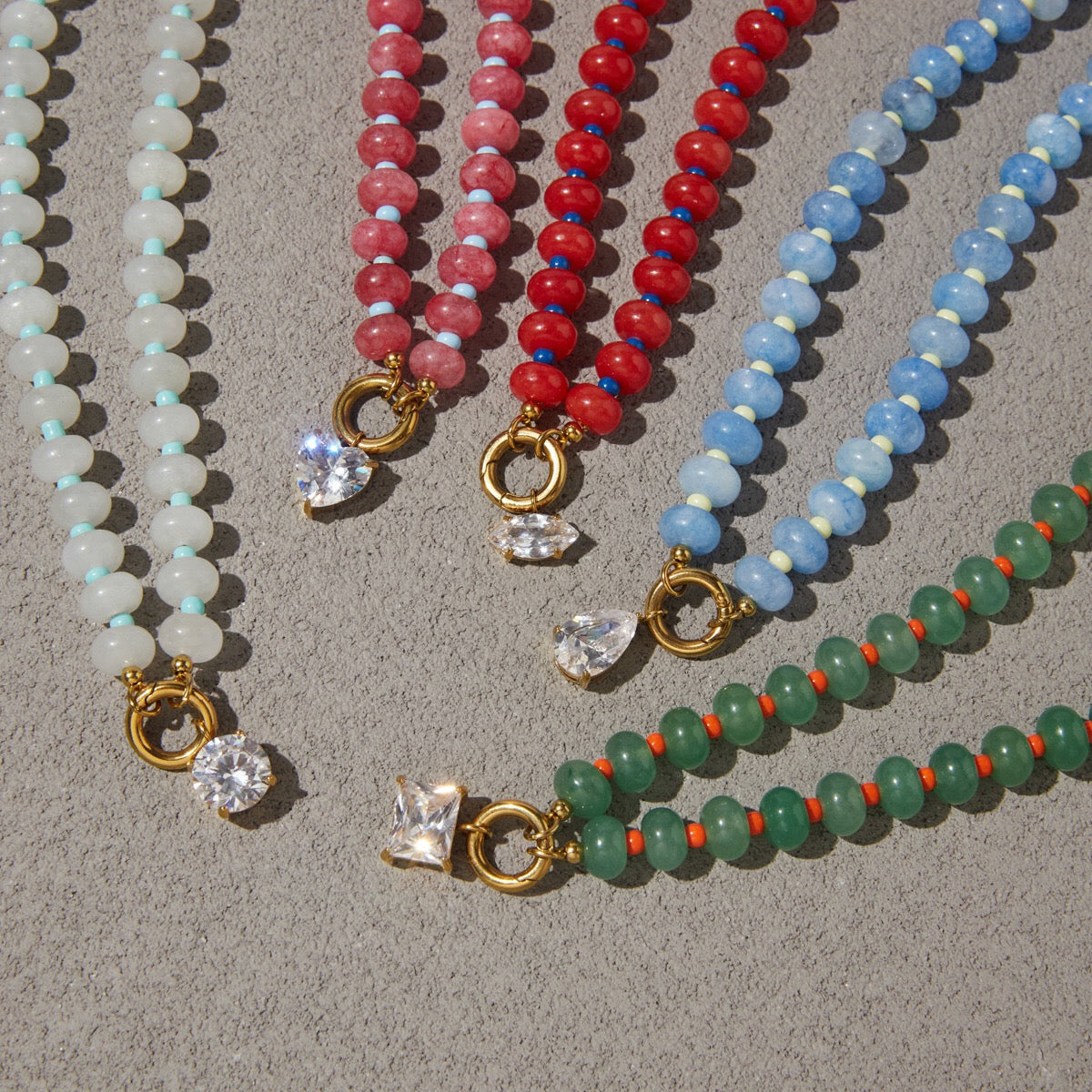 18K Gold Color Therapy Beaded Pendant Necklace