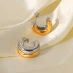 18K Gold Ribbed Chunky Huggie Earrings