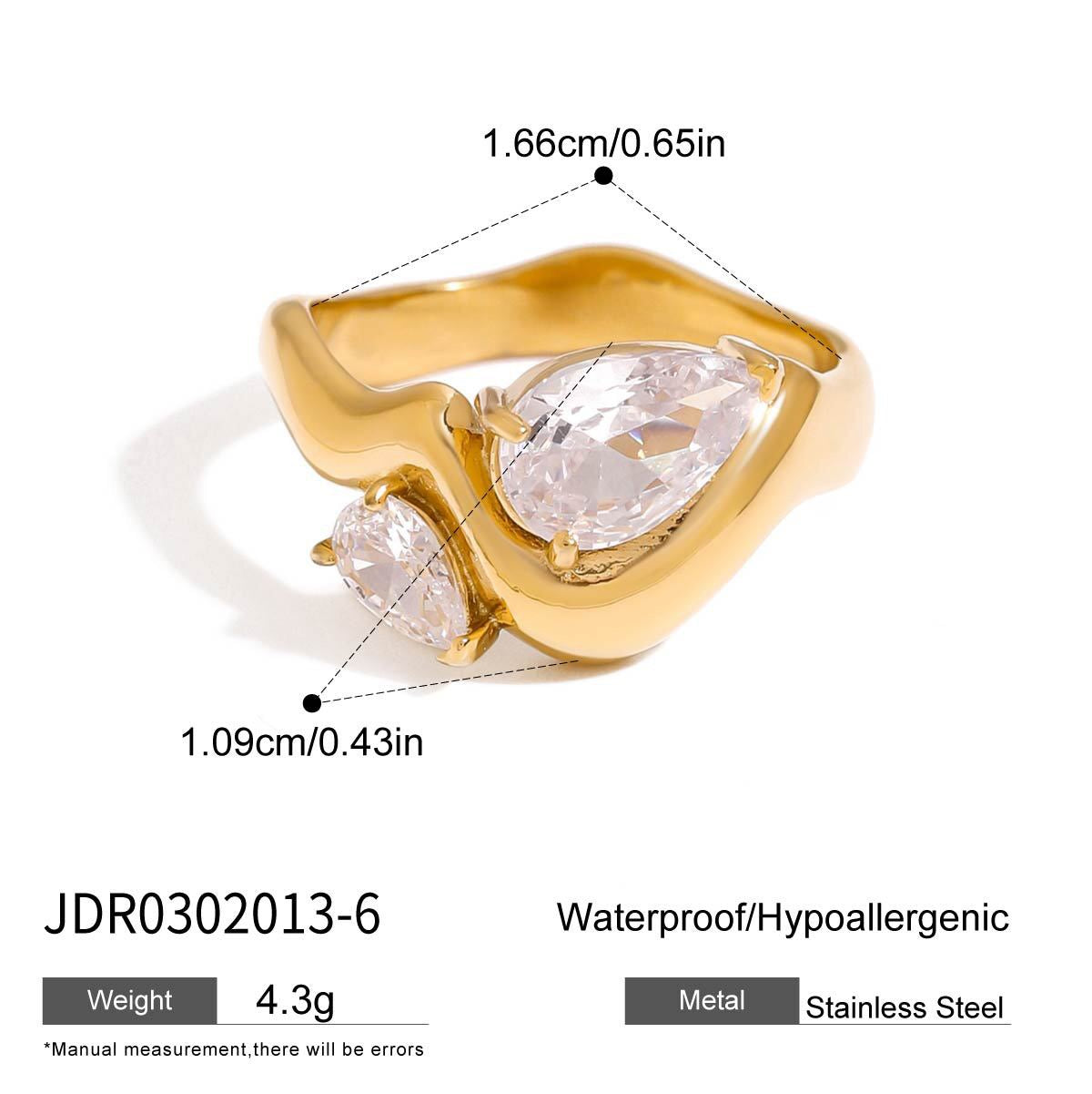 18K Gold Allure Abstract Geometric CZ Cocktail Ring