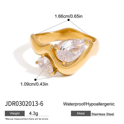 18K Gold Allure Abstract Geometric CZ Cocktail Ring