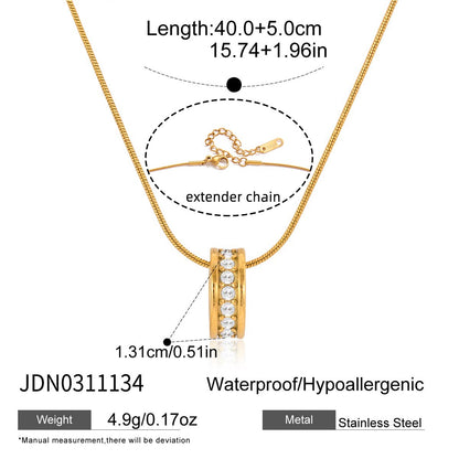 18K Gold Luminous Dainty Pendant Beaded Chain Necklace