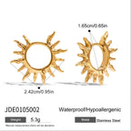 18K Gold Bright Sun Statement Huggie Earrings