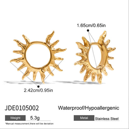 18K Gold Bright Sun Statement Huggie Earrings