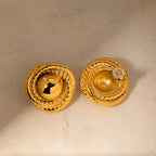 18K Gold Swirl Flower Statement Stud Earrings
