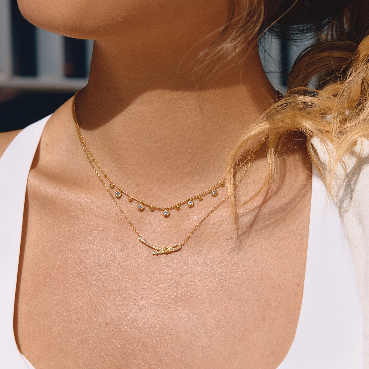 18K Gold The Promise Knot Pave Dainty Pendant Necklace