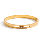 18K Gold Legacy Tennis Paper Clip Chain Emerald Eternity Bangle Bracelet Stack