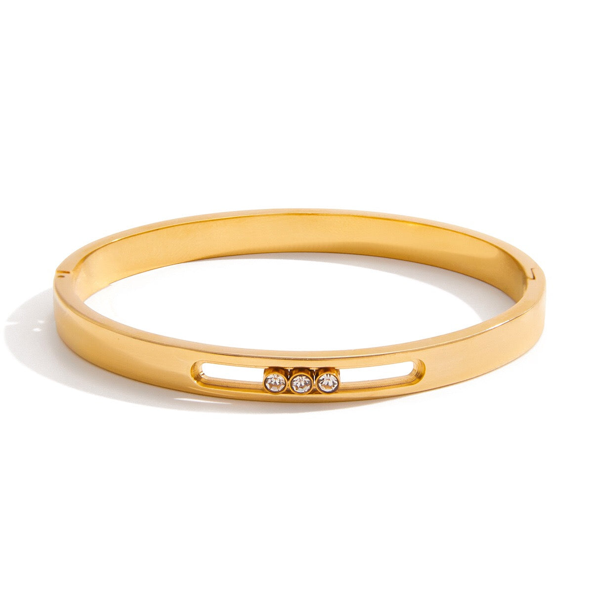 18K Gold Legacy Tennis Paper Clip Chain Emerald Eternity Bangle Bracelet Stack