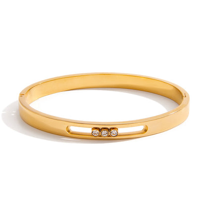 18K Gold Legacy Tennis Paper Clip Chain Emerald Eternity Bangle Bracelet Stack