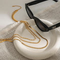 18K Gold Herringbone Snake Chain Paperclip Layered Necklace Set