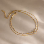 18K Gold Goddess Glow Double Chain Dainty Anklet