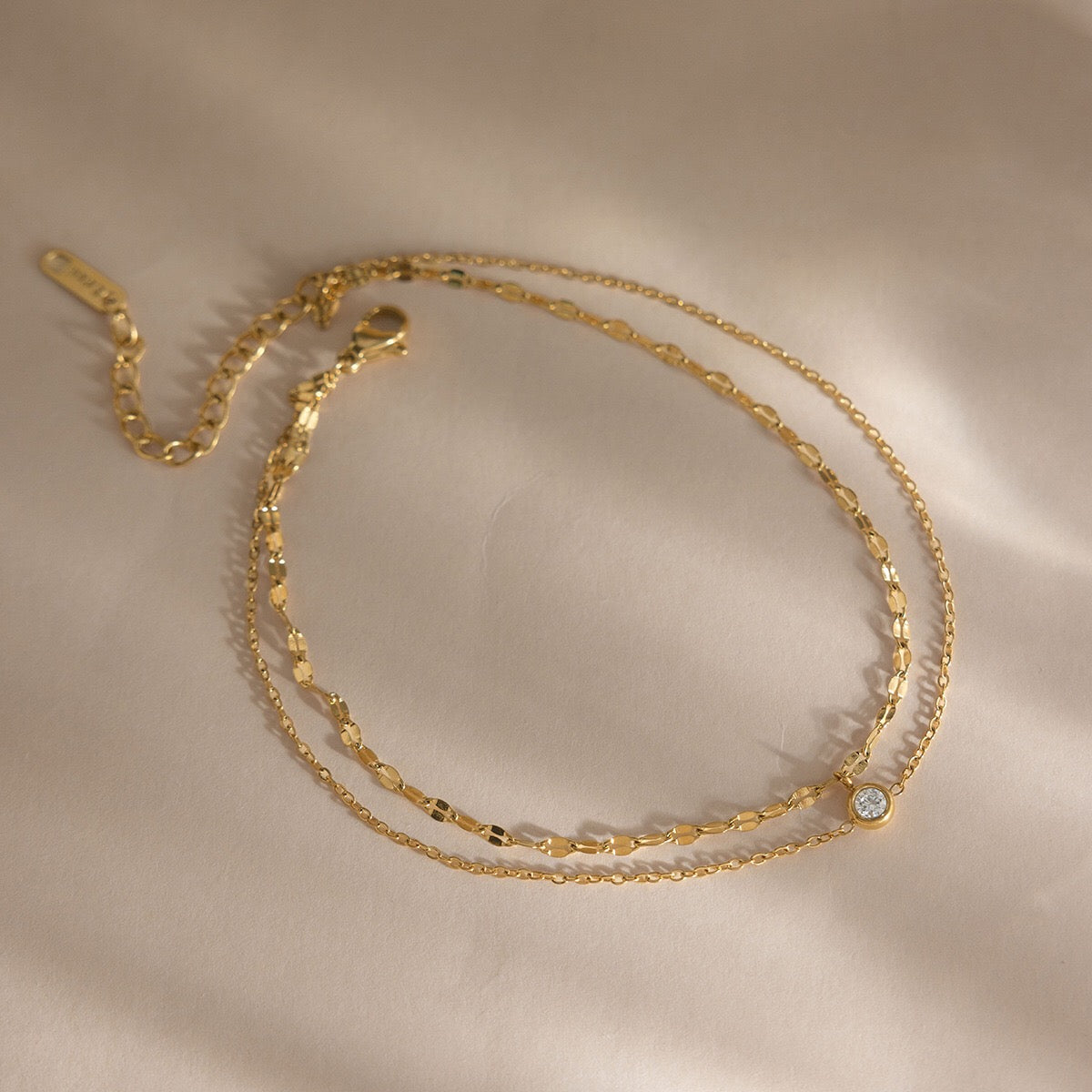 18K Gold Goddess Glow Double Chain Dainty Anklet