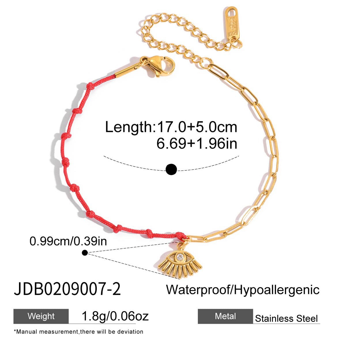 18K Gold Grace Knot Red String Lucky Charm Dainty Bracelet