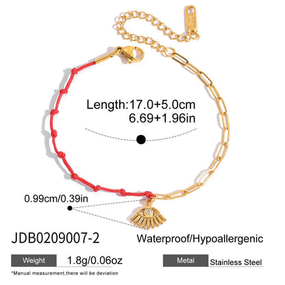18K Gold Grace Knot Red String Lucky Charm Dainty Bracelet
