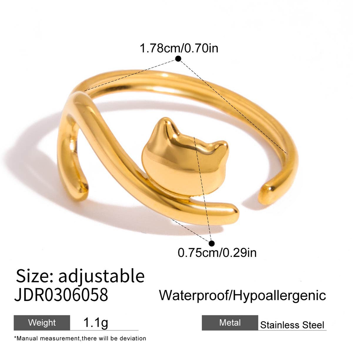 18K Gold Pet Lovers Cat and Dog Stacking Ring