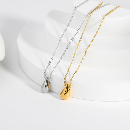 18K Gold Minimalist Teardrop Pendant Dainty Necklace