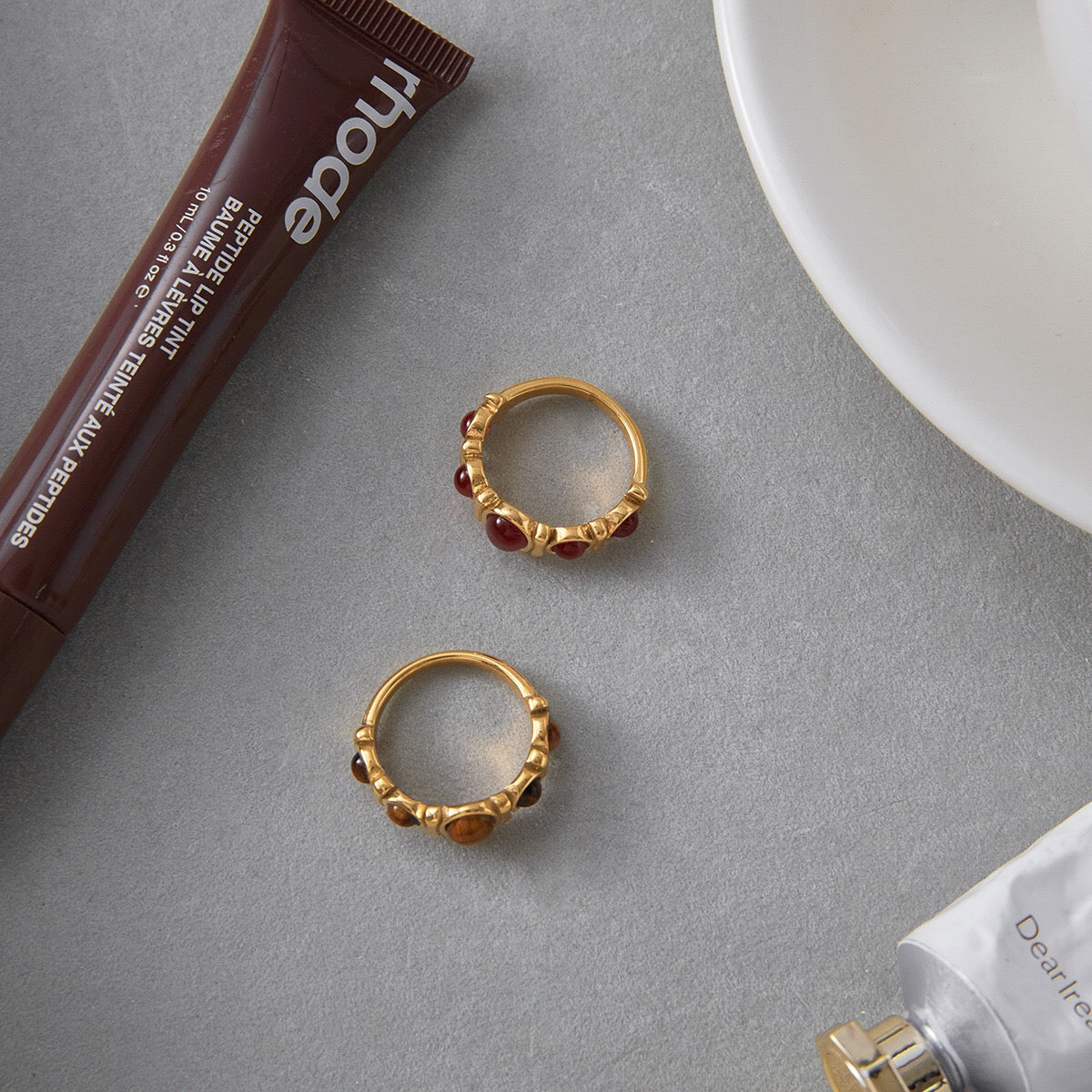 18K Gold Royal Tiger Eye Gemstone Stacking Ring