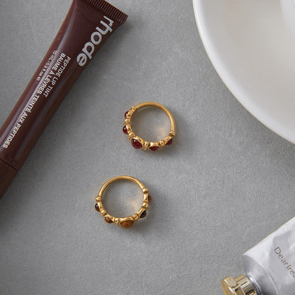 18K Gold Royal Tiger Eye Gemstone Stacking Ring