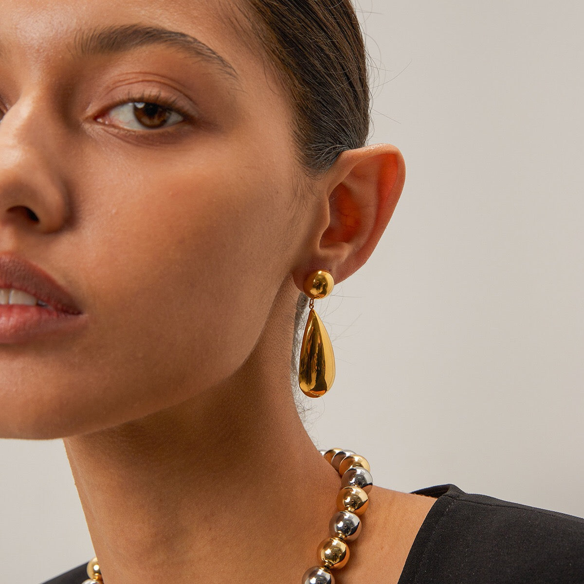18K Gold Water Drop Dangle Statement Earrings