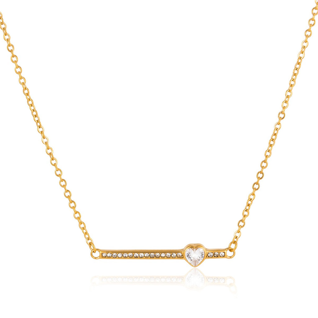 18K Gold Fully Iced Pave Heart Plate Pendant Necklace