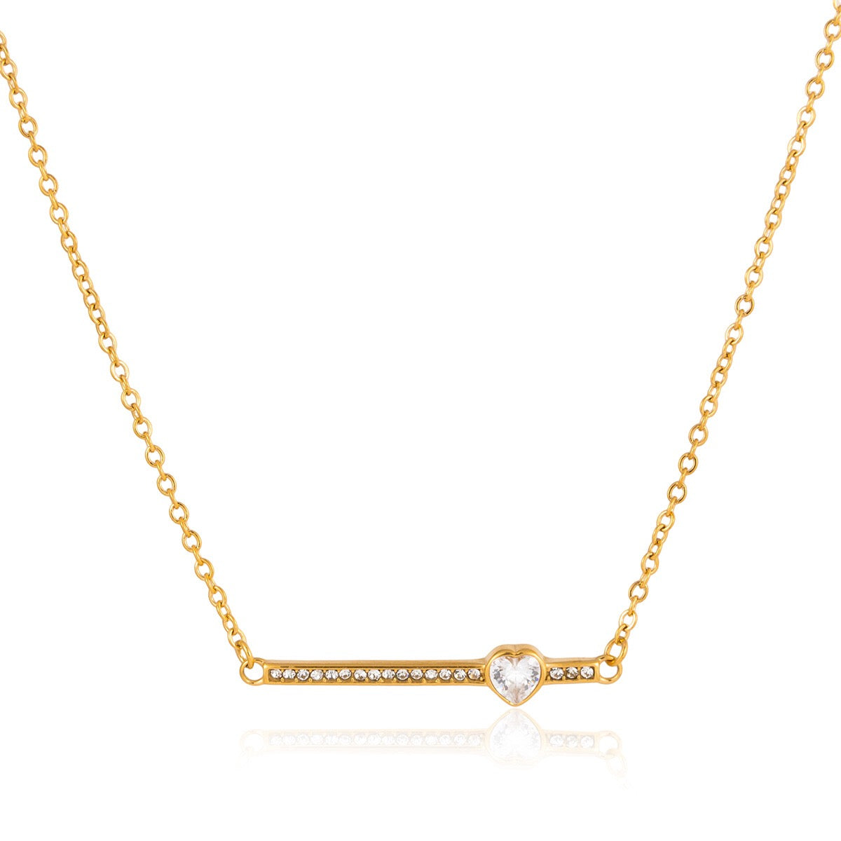 18K Gold Fully Iced Pave Heart Plate Pendant Necklace