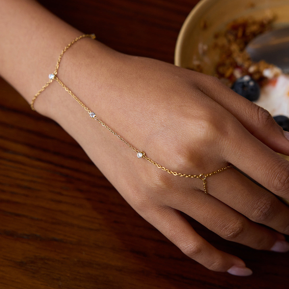 18K Gold Waterproof Starry Bling Dainty Hand Jewelry Chain Bracelet