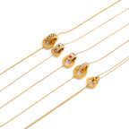 18K Gold Together Two Ring Connected Dainty Pendant Necklace
