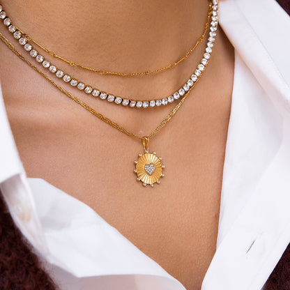 18K Gold Scarlet Love Red Heart Pendant Necklace