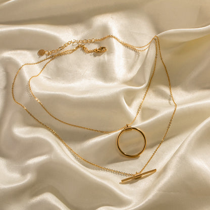 18K Gold Geometric Delicate Chain Layered Necklace