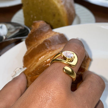 18K Gold Eternal Spark Statement CZ Cuff Ring
