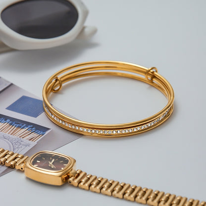 18K Gold and Silver Two Tone Spinelli Slim Bangle Bracelets Stack